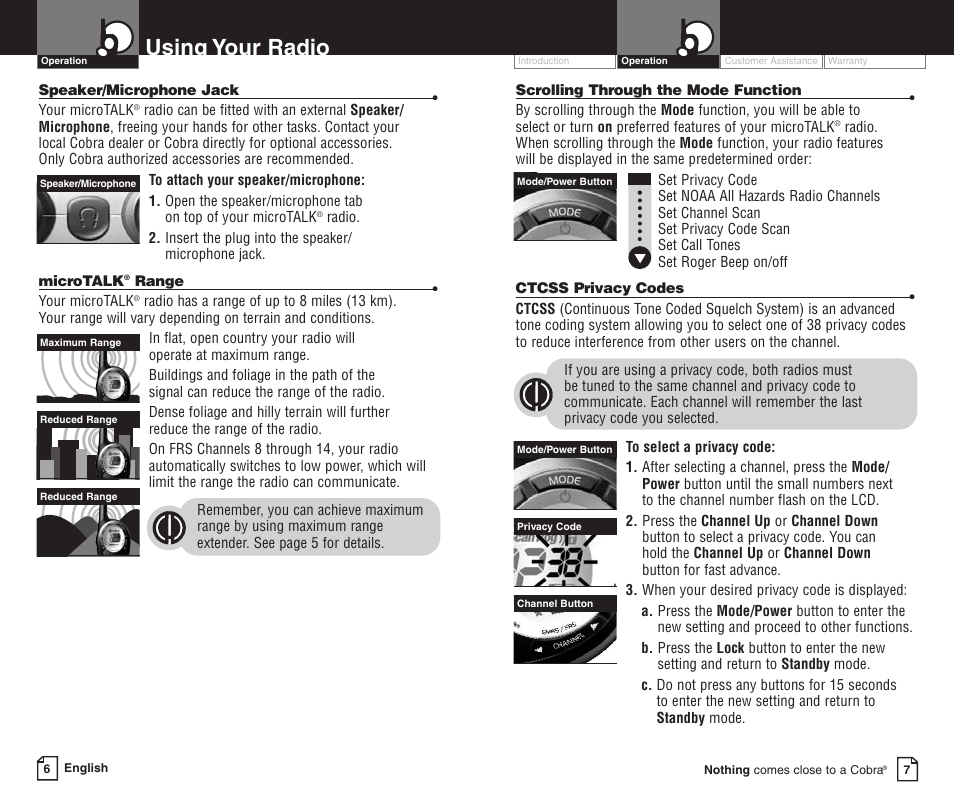 Using your radio | Cobra Electronics PR590WX User Manual | Page 6 / 11