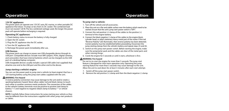 Operation | Cobra Electronics CJS 50 User Manual | Page 7 / 9