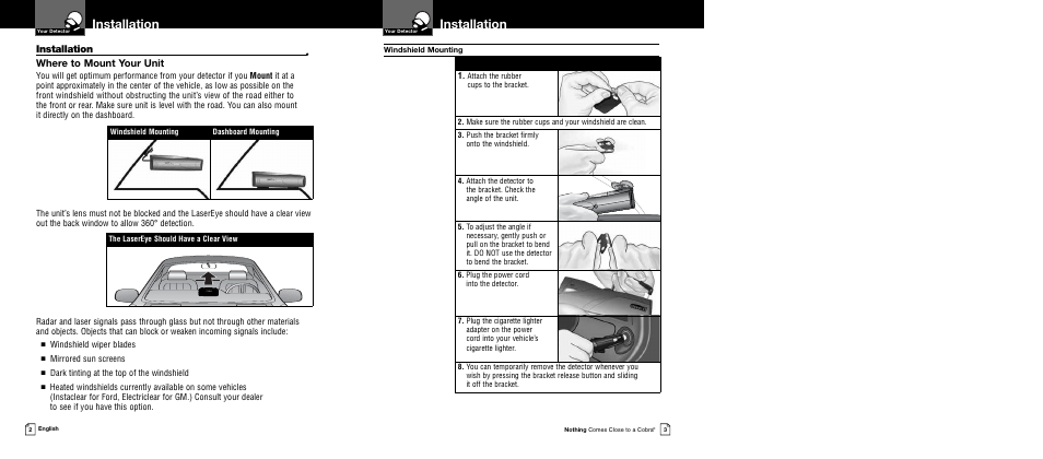Installation, Where to mount your unit | Cobra Electronics 12 BAND XRS 9340 User Manual | Page 4 / 15