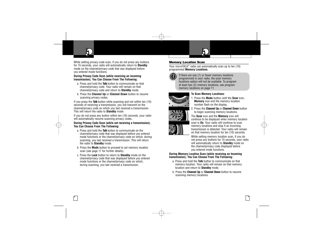 Mode functions | Cobra Electronics PR3175WX User Manual | Page 11 / 16