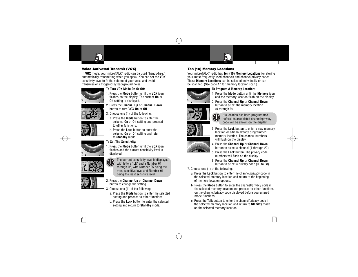 Mode functions | Cobra Electronics PR3175WX User Manual | Page 8 / 16