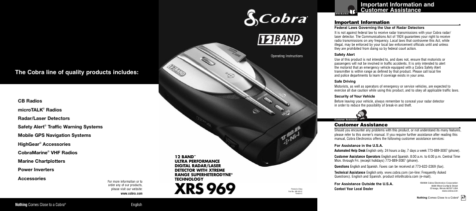 Cobra Electronics XRS 969 User Manual | 23 pages
