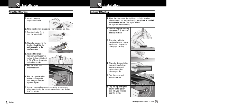Installation | Cobra Electronics XRS 969 User Manual | Page 5 / 23