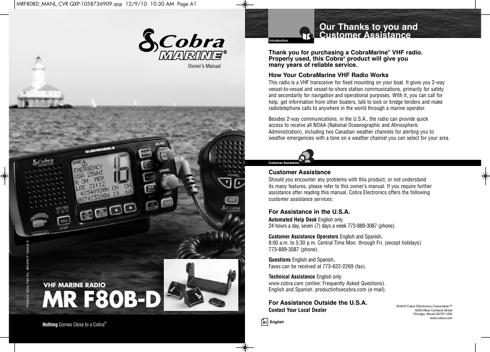 Cobra Electronics MR F80B-D User Manual | 45 pages