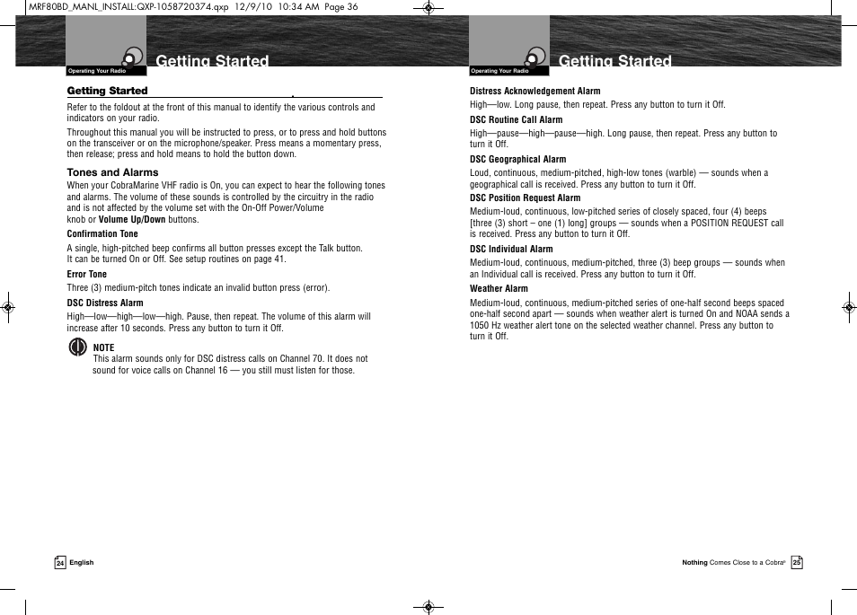 Getting started | Cobra Electronics MR F80B-D User Manual | Page 16 / 45