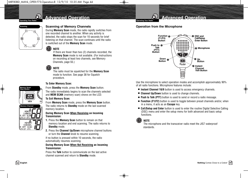 Product features, Advanced operation | Cobra Electronics MR F80B-D User Manual | Page 26 / 45