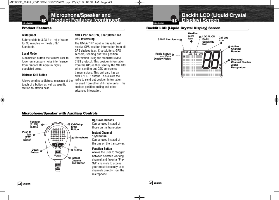 Backlit lcd (liquid crystal display) screen | Cobra Electronics MR F80B-D User Manual | Page 3 / 45