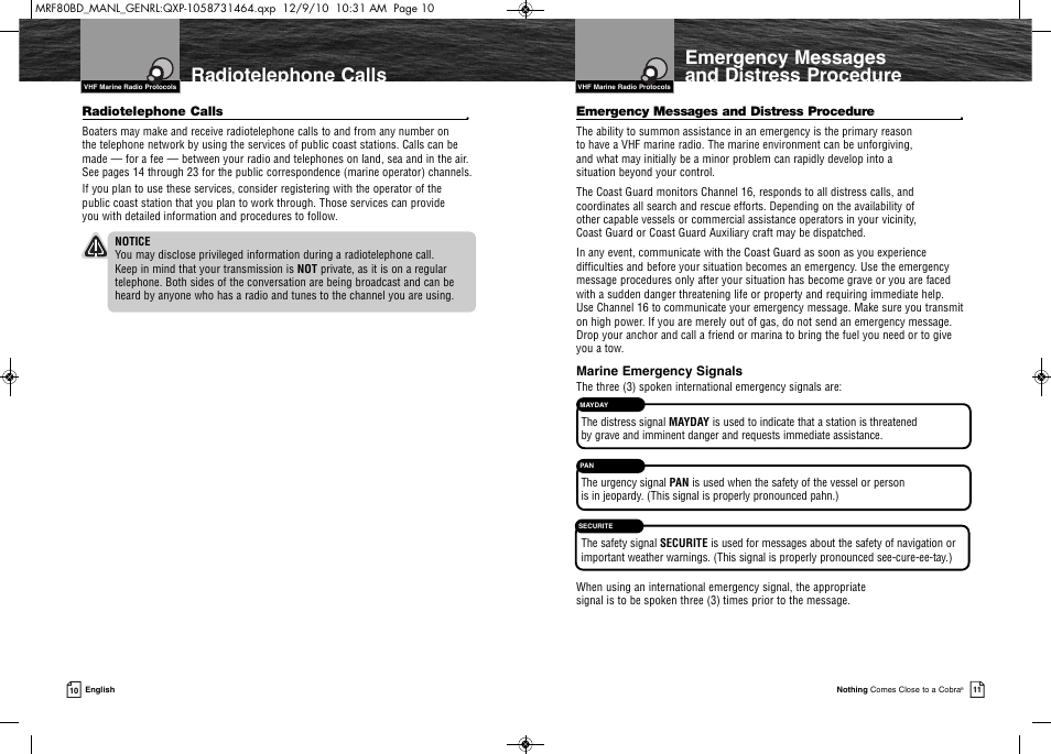 Cobra Electronics MR F80B-D User Manual | Page 9 / 45