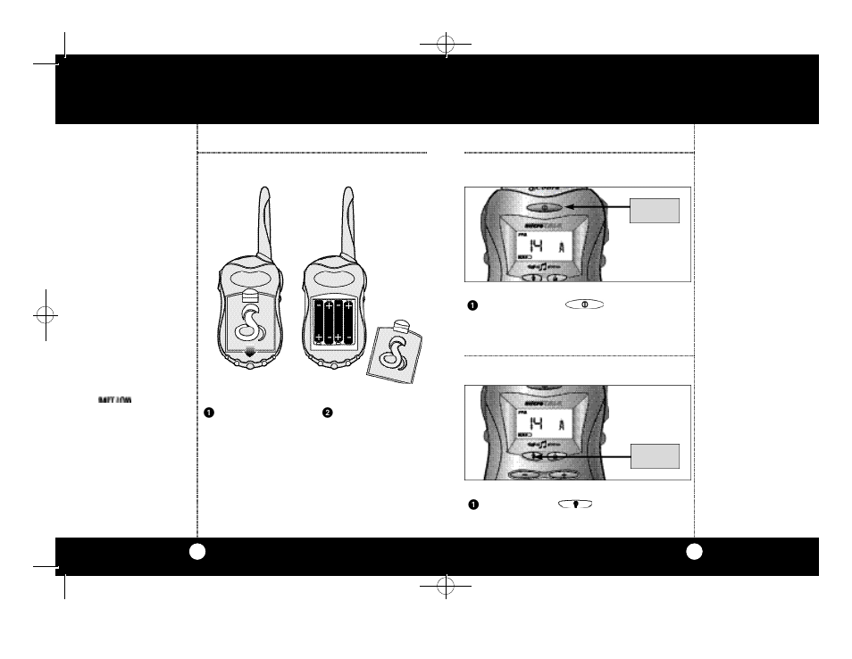 Operation, Battery installation, Turning on your microtalk | Illuminating the display | Cobra Electronics MicroTalk 2-Way Radio User Manual | Page 2 / 16