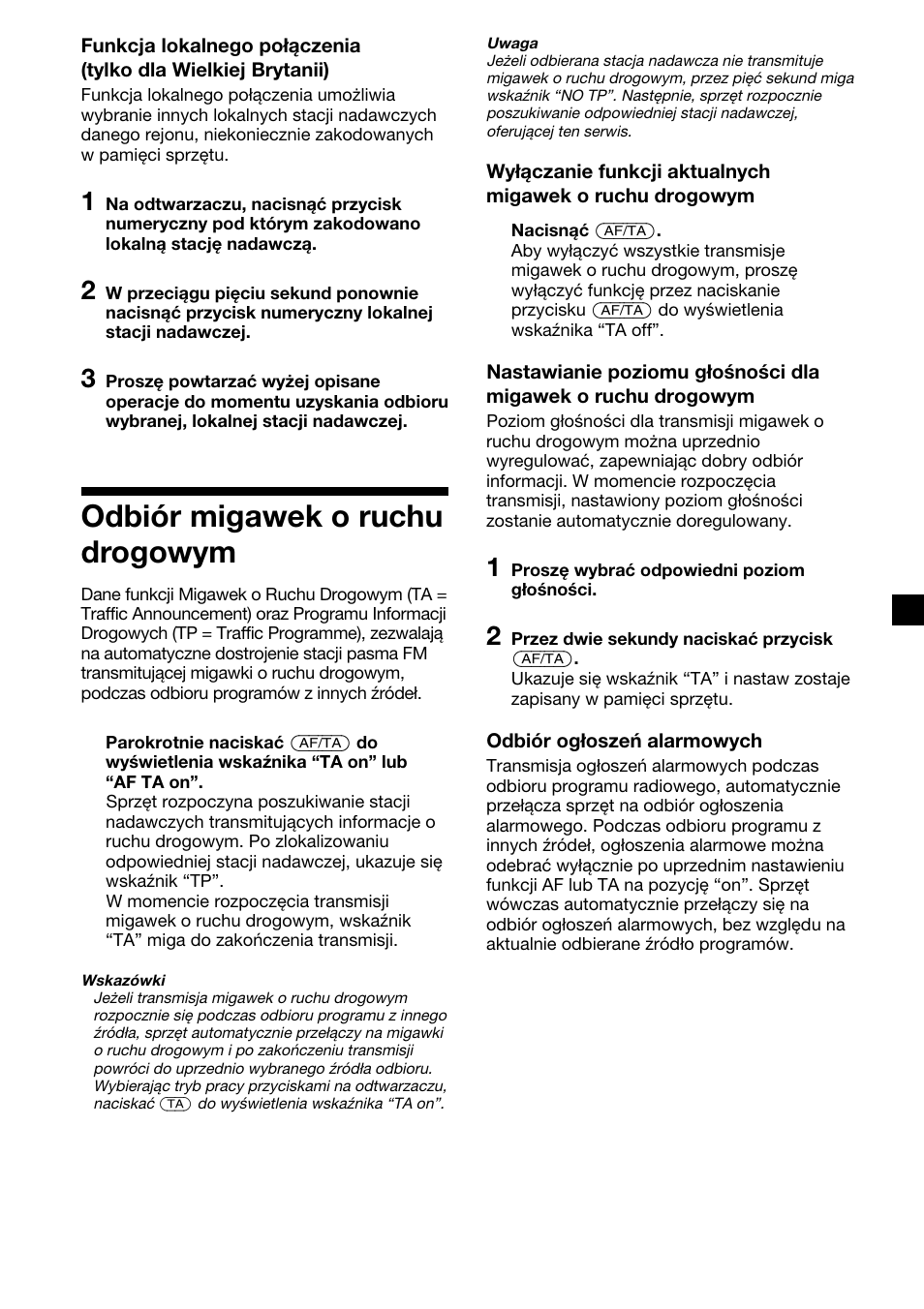 Odbiór migawek o ruchu drogowym | Sony XR-M510 User Manual | Page 101 / 212