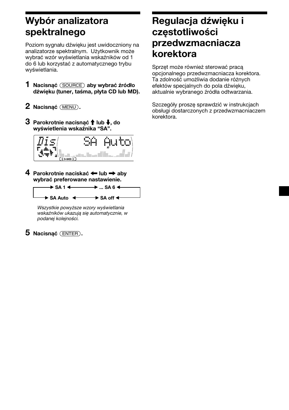 Wybór analizatora spektralnego | Sony XR-M510 User Manual | Page 109 / 212