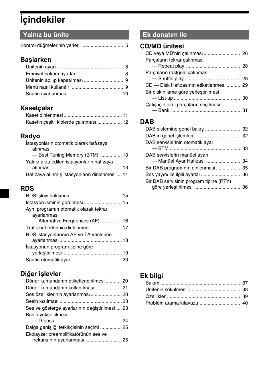 4içindekiler | Sony XR-M510 User Manual | Page 130 / 212