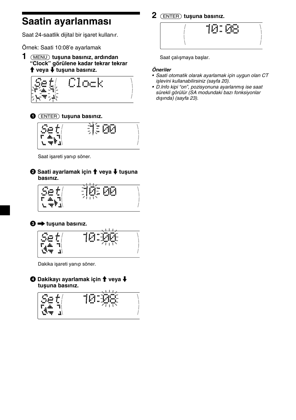 Saatin ayarlanması | Sony XR-M510 User Manual | Page 136 / 212