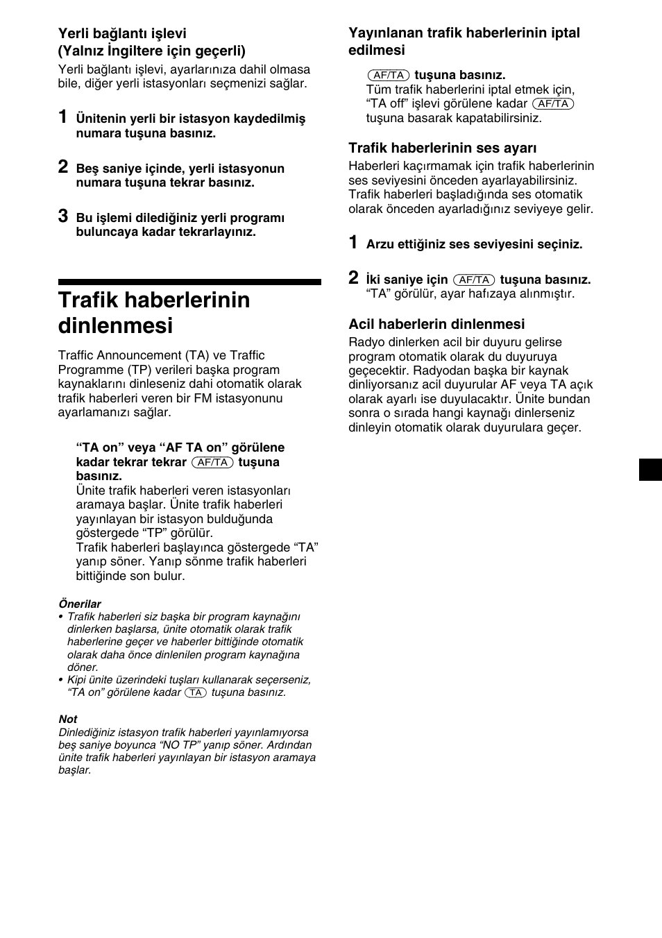 Trafik haberlerinin dinlenmesi | Sony XR-M510 User Manual | Page 143 / 212