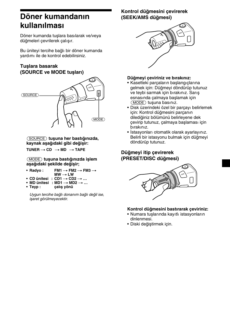21 döner kumandanın kullanılması | Sony XR-M510 User Manual | Page 147 / 212