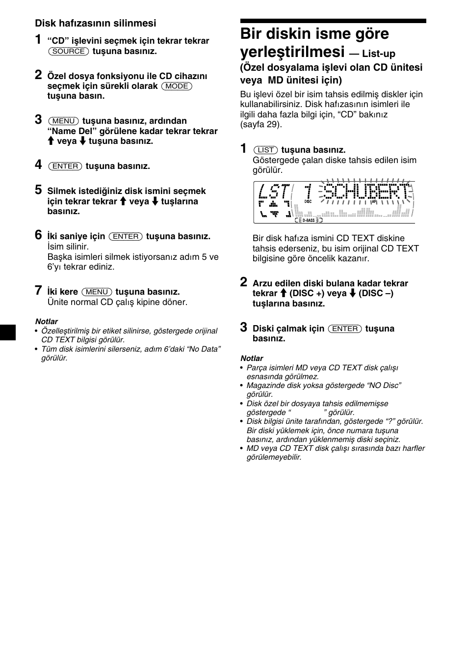 Bir diskin isme göre yerleştirilmesi | Sony XR-M510 User Manual | Page 156 / 212