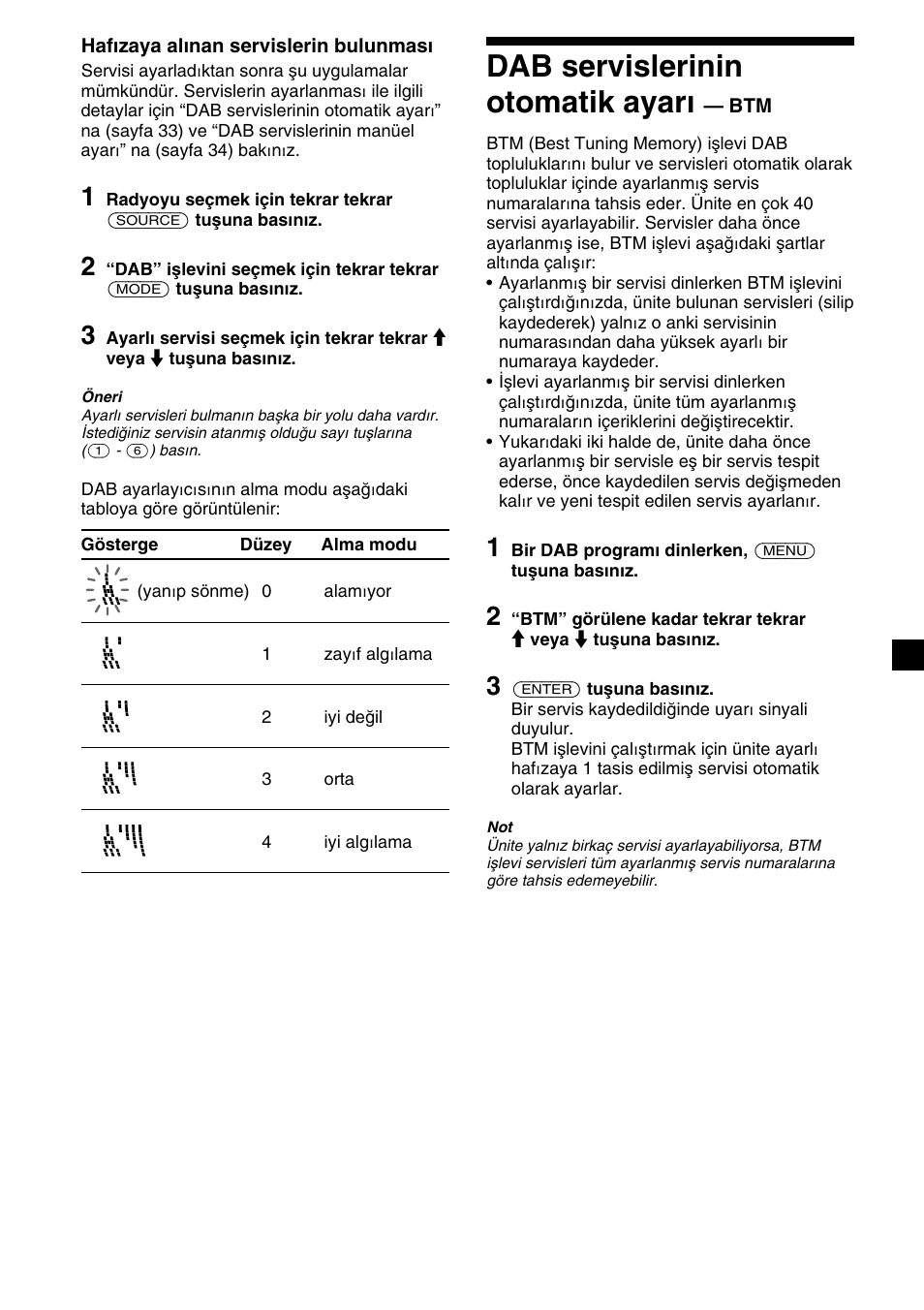 Dab servislerinin otomatik ayarı | Sony XR-M510 User Manual | Page 159 / 212