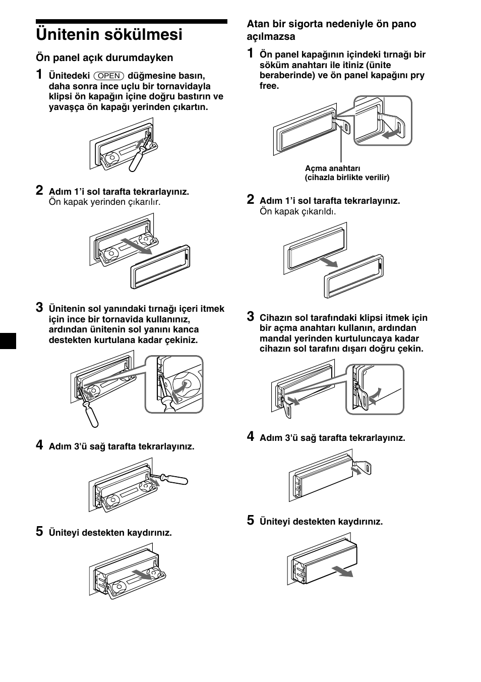Ünitenin sökülmesi | Sony XR-M510 User Manual | Page 164 / 212