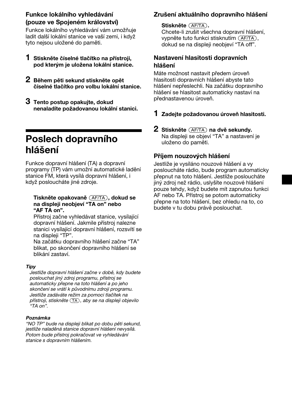 Poslech dopravního hlášení | Sony XR-M510 User Manual | Page 59 / 212