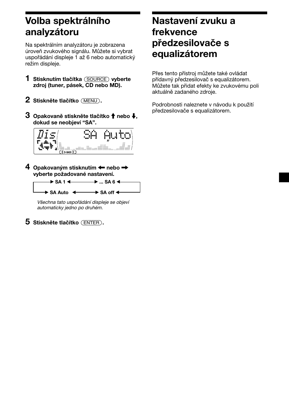 Volba spektrálního analyzátoru | Sony XR-M510 User Manual | Page 67 / 212