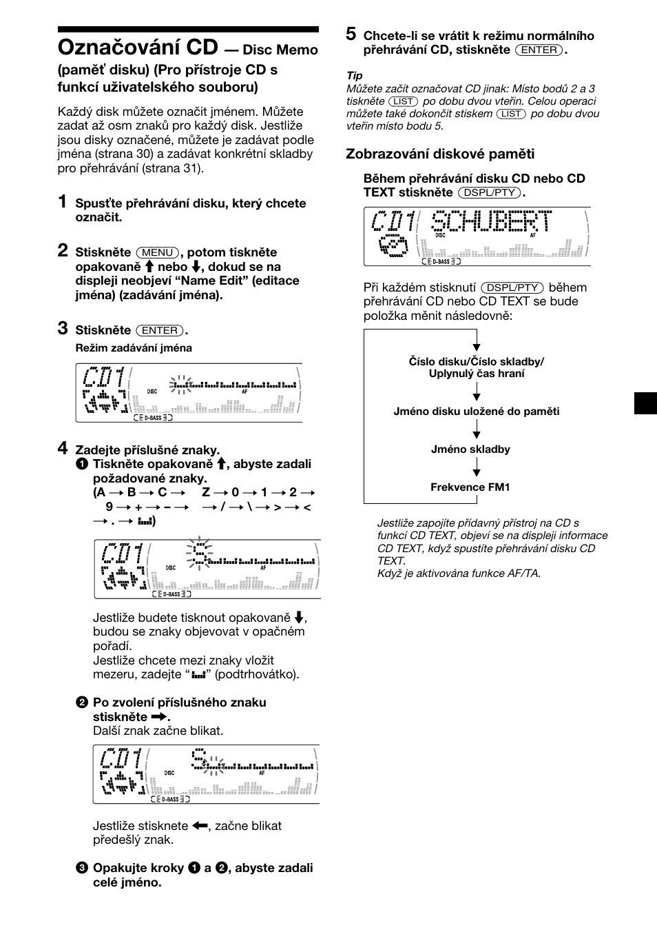 Označování cd | Sony XR-M510 User Manual | Page 71 / 212