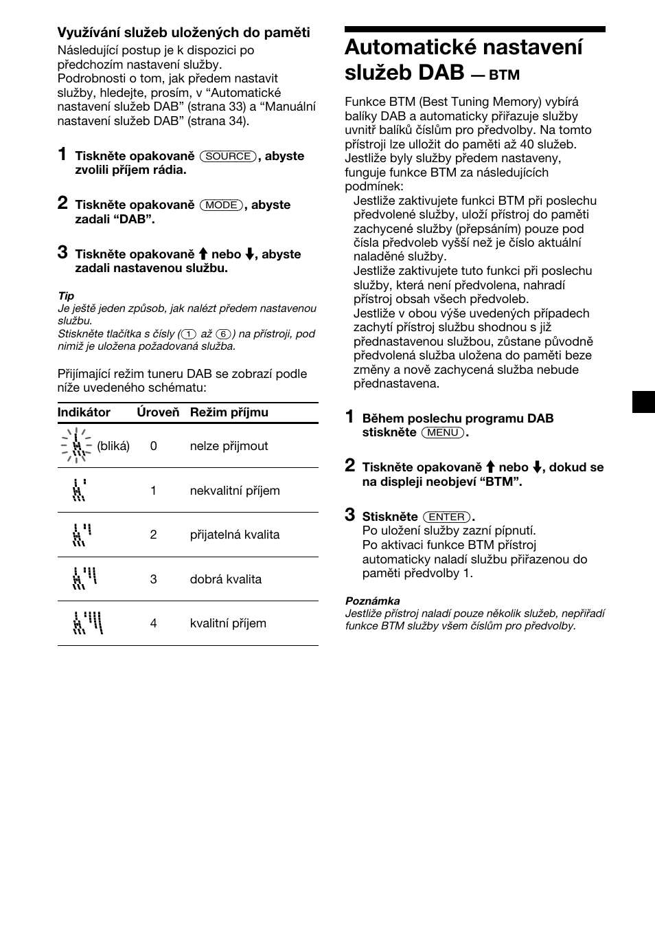 Automatické nastavení služeb dab | Sony XR-M510 User Manual | Page 75 / 212
