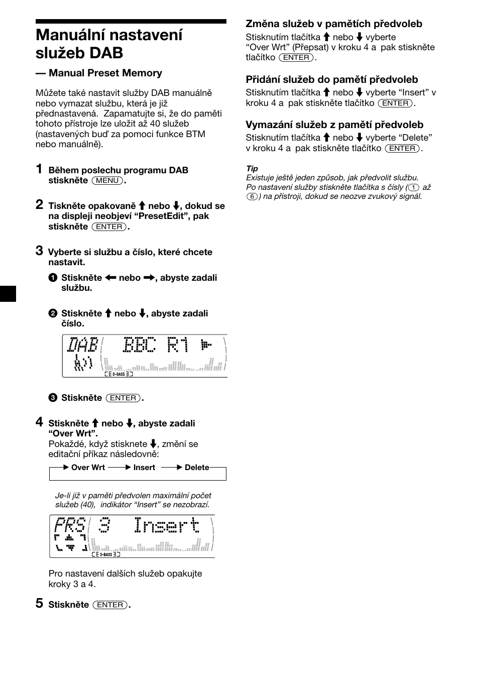 34 manuální nastavení služeb dab | Sony XR-M510 User Manual | Page 76 / 212