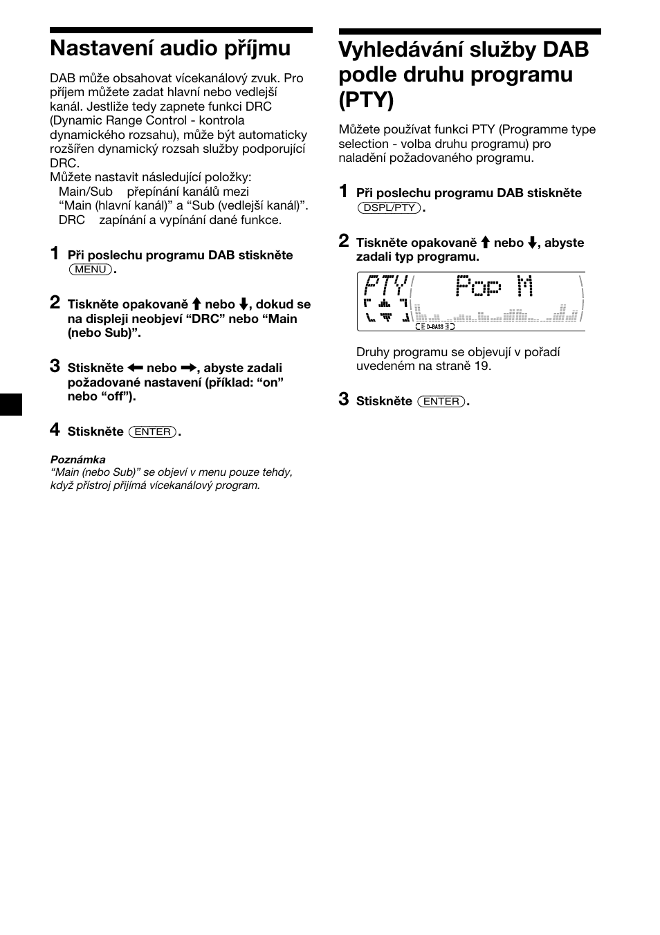 36 nastavení audio příjmu, Vyhledávání služby dab podle druhu programu (pty) | Sony XR-M510 User Manual | Page 78 / 212