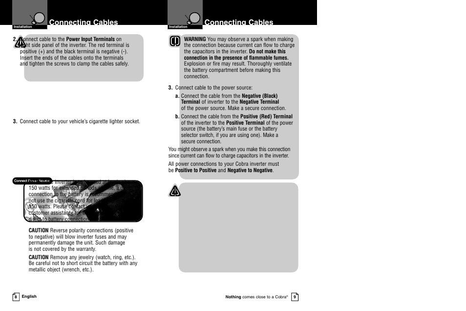 Connecting cables | Cobra Electronics CPI 450 User Manual | Page 7 / 11