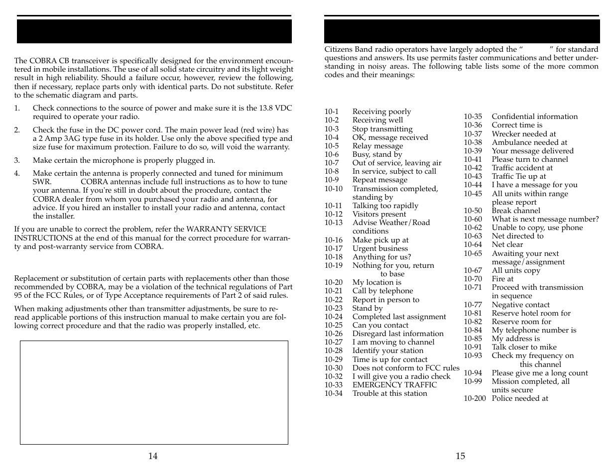 Maintenance and adjustment, Appendix | Cobra Electronics 29 WX ST User Manual | Page 9 / 11