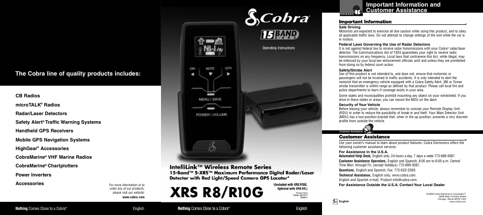 Cobra Electronics XRS R10G User Manual | 25 pages