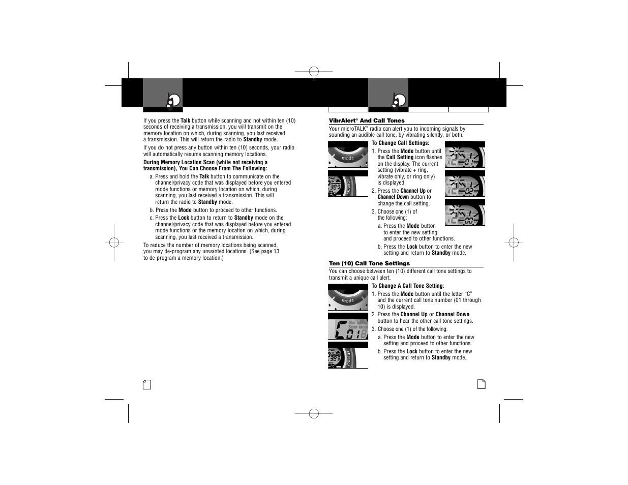 Mode functions | Cobra Electronics PR3180WX User Manual | Page 12 / 16