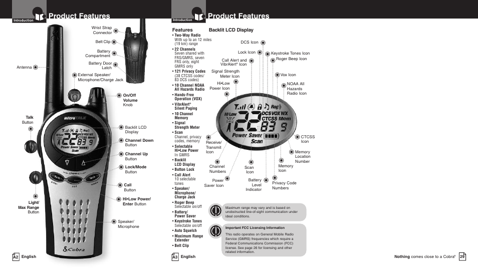 Product features | Cobra Electronics PR4750wx User Manual | Page 2 / 17