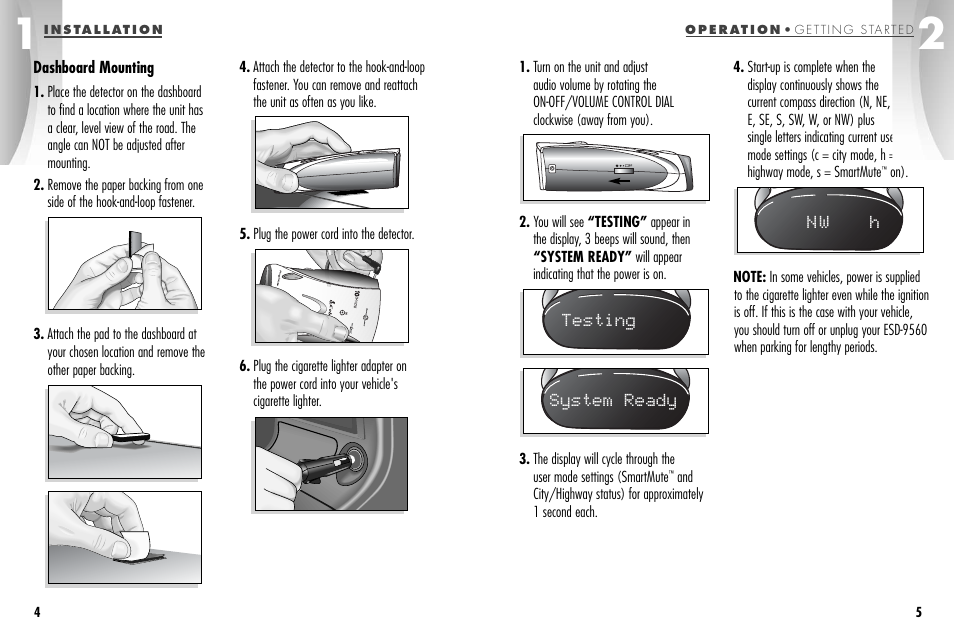 N w h testing system ready | Cobra Electronics ESD-9560 User Manual | Page 5 / 17