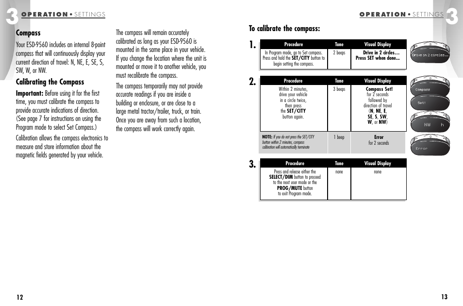 Compass, Calibrating the compass | Cobra Electronics ESD-9560 User Manual | Page 9 / 17