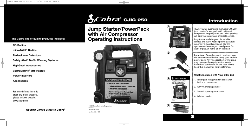 Cobra Electronics CJIC 250 User Manual | 12 pages
