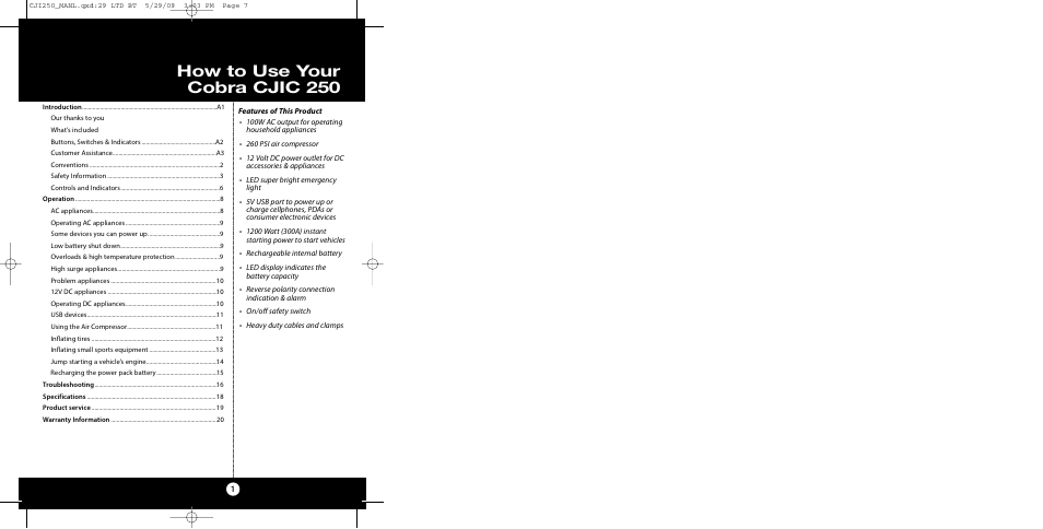 How to use your cobra cjic 250 | Cobra Electronics CJIC 250 User Manual | Page 3 / 12