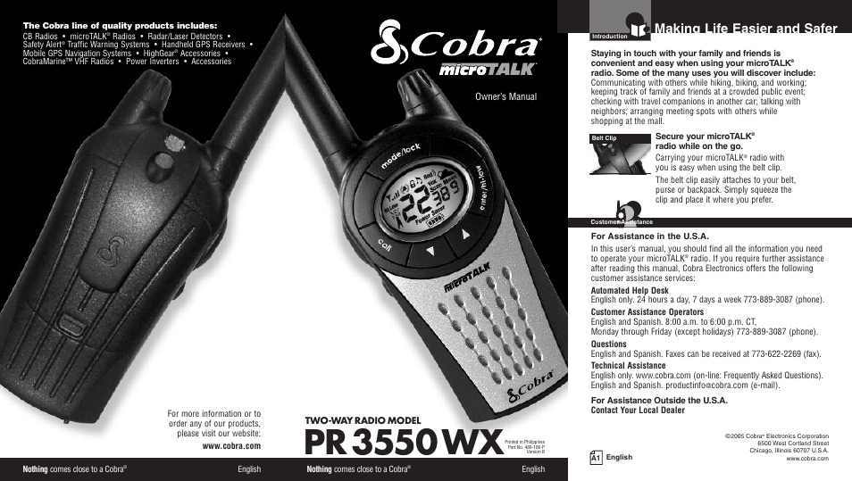 Cobra Electronics PR3550WX User Manual | 15 pages