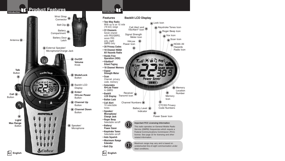 Product features | Cobra Electronics PR3550WX User Manual | Page 2 / 15