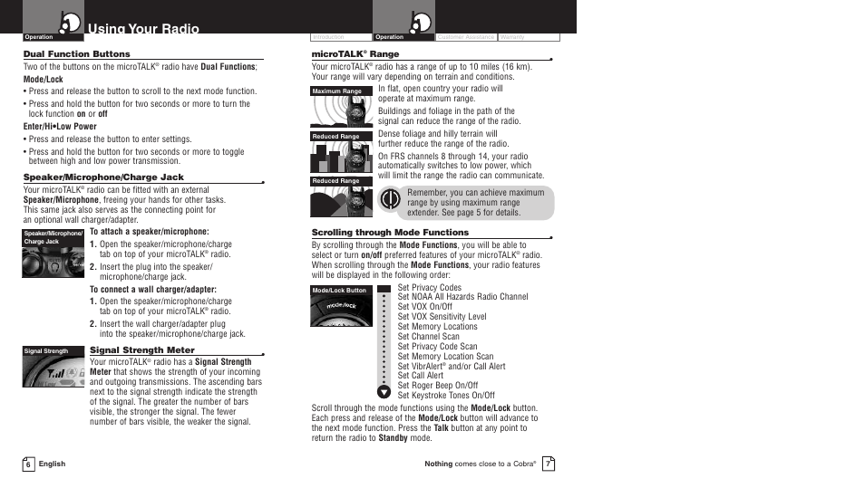 Using your radio | Cobra Electronics PR3550WX User Manual | Page 6 / 15