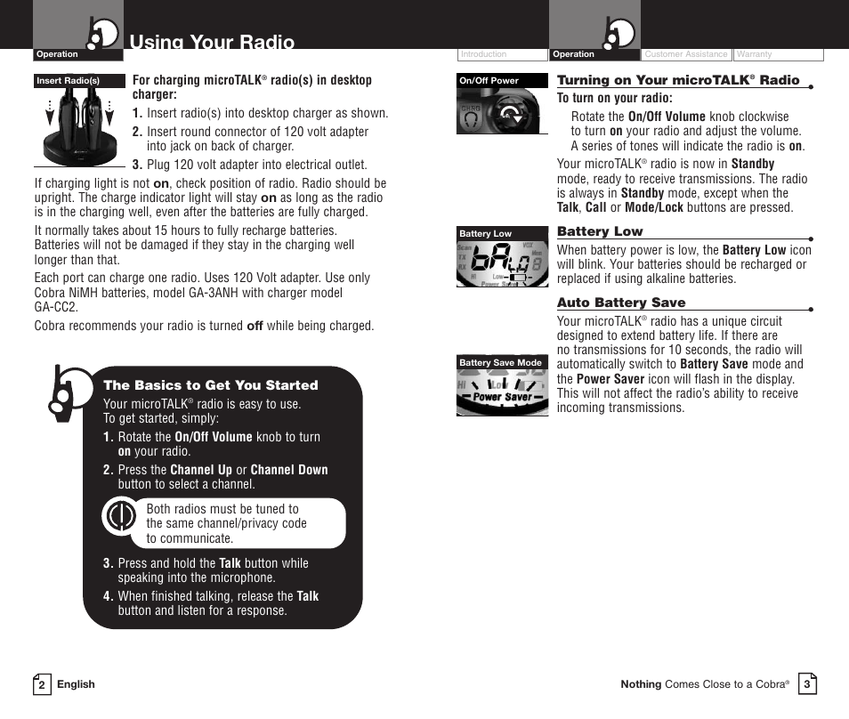 Using your radio | Cobra Electronics PR3800DXC User Manual | Page 5 / 16