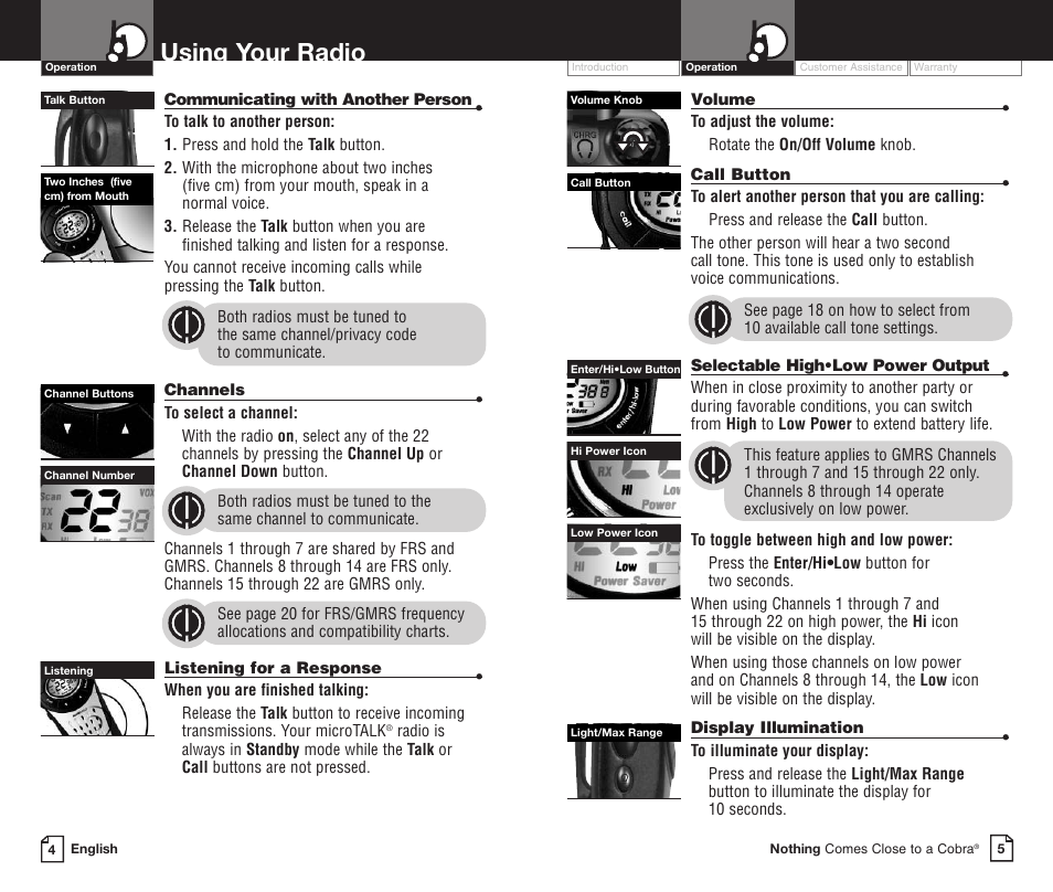 Using your radio | Cobra Electronics PR3800DXC User Manual | Page 6 / 16