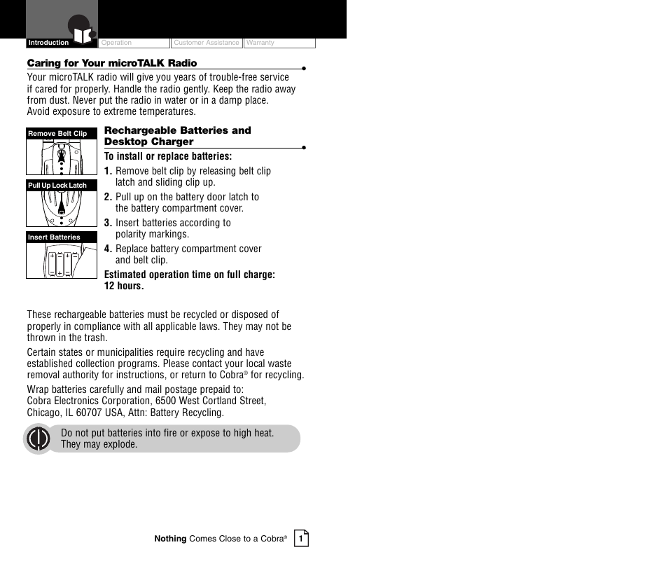 Cobra Electronics MICROTALK PR4800WXC User Manual | Page 3 / 16