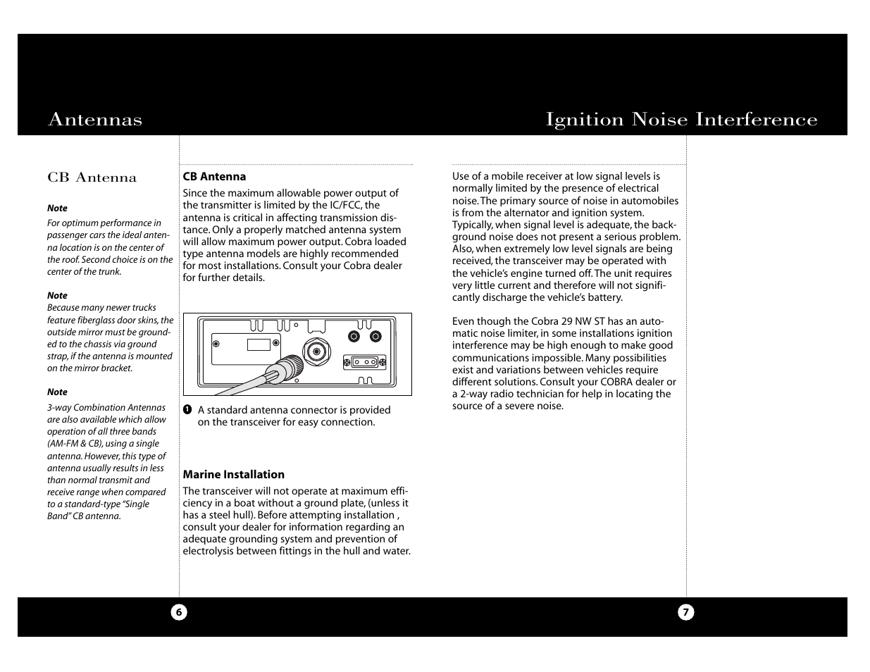 Ignition noise interference antennas, Cb antenna, Fcc id:bbo3k229ltd | Cobra Electronics Cobra 29 NW ST User Manual | Page 4 / 21
