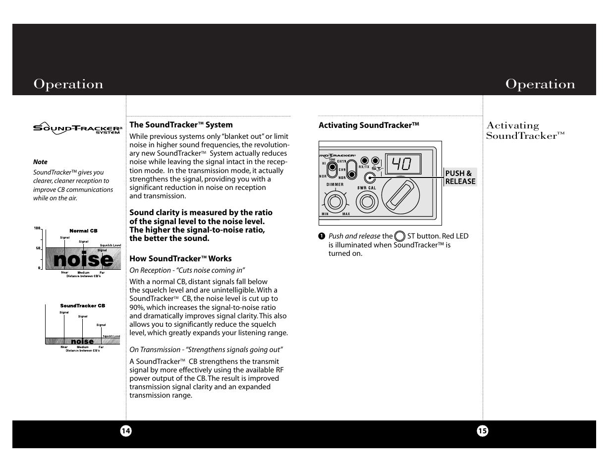 Operation, Activating soundtracker | Cobra Electronics Cobra 29 NW ST User Manual | Page 8 / 21