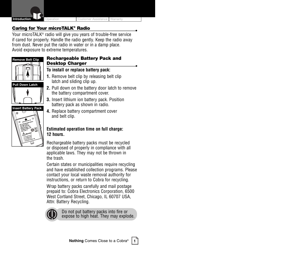 Cobra Electronics MICROTALK CXR900C User Manual | Page 3 / 18
