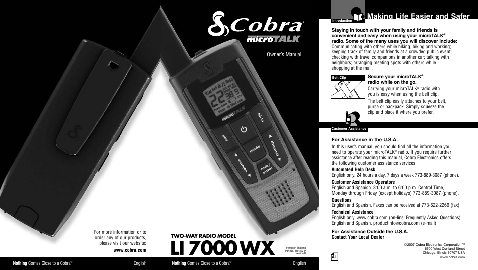 Cobra Electronics LI 7000WX User Manual | 17 pages
