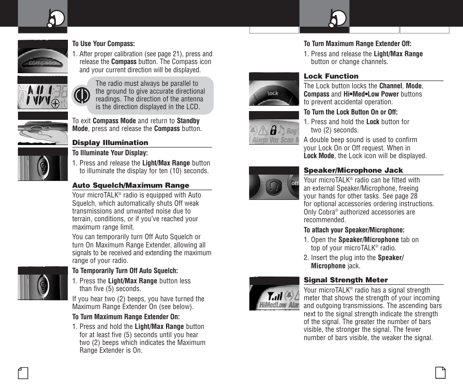 Using your radio | Cobra Electronics MICROTALK PR4200WX User Manual | Page 13 / 32