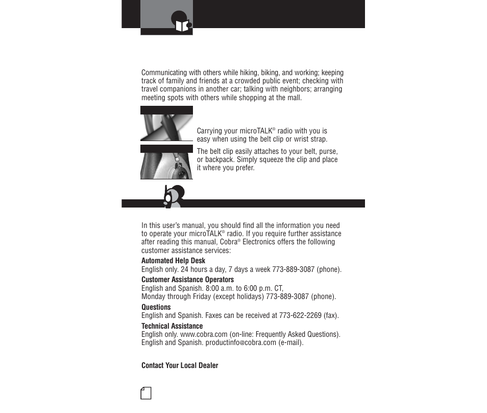 Making life easier & safer | Cobra Electronics MICROTALK PR4200WX User Manual | Page 2 / 32