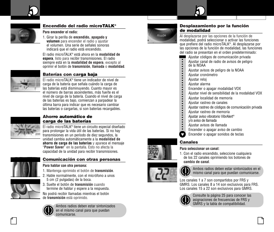 Uso del radio | Cobra Electronics MICROTALK PR4200WX User Manual | Page 21 / 32